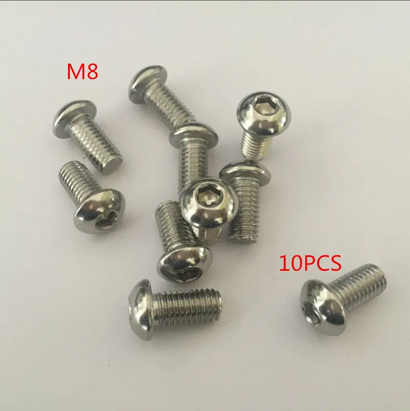 

10pcs Stainless steel round head hex socket screws M8*10/12/14/16/18/20/25-80 mm Round head bolts mushroom head bolt