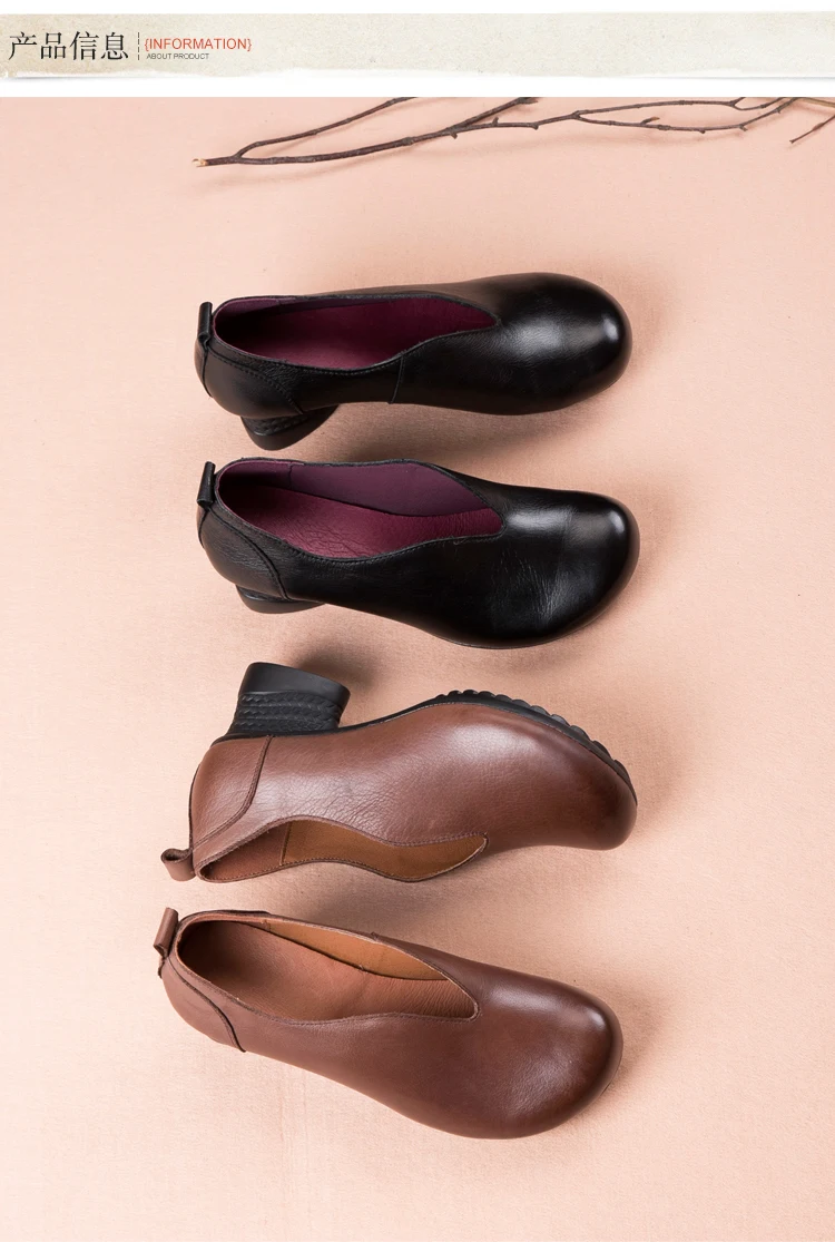 RUSHIMAN Vintage Flat Shoes Women Spring new Genuine Leather Soft Ballet Flats comfortable Casual Pregnant Women Shoes