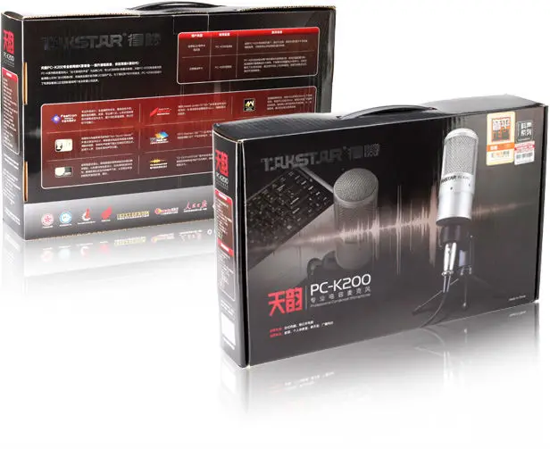 Бесплатная доставка TAKSTAR PC-K200 профессиональный конденсаторный микрофон записывающий микрофон с кабелями для питания стойкой костюм на.