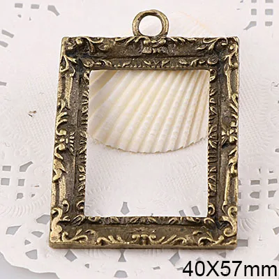 40x57mm 1 piece Винтаж прямоугольник античная бронза металлическая полая Рама Клей пустой соединитель подвеска-Шарм DIY ювелирных изделий Аксессуары - Цвет: 40x57mm 1 piece