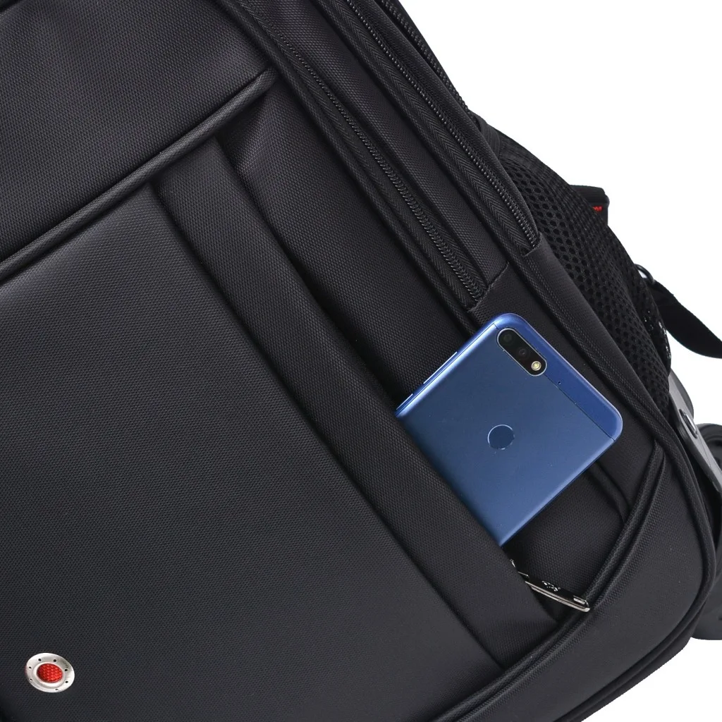 Мужской водонепроницаемый и антиразрывный черный рюкзак 18-дюймовый на колесиках