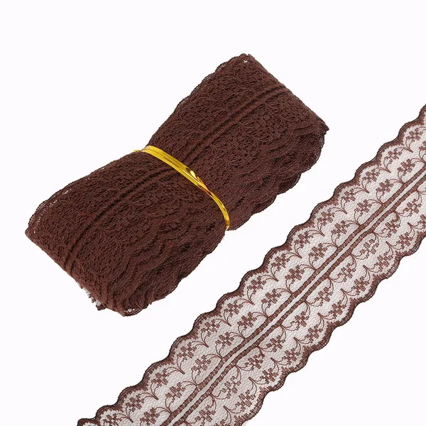 Brown 5 ярдов/партия, кружевная лента, 20 мм, сделай сам, вышитая сетка, кружевная отделка для свадебного украшения, подарочная упаковка, сделай сам, швейная юбка, аксессуары - Цвет: Brown