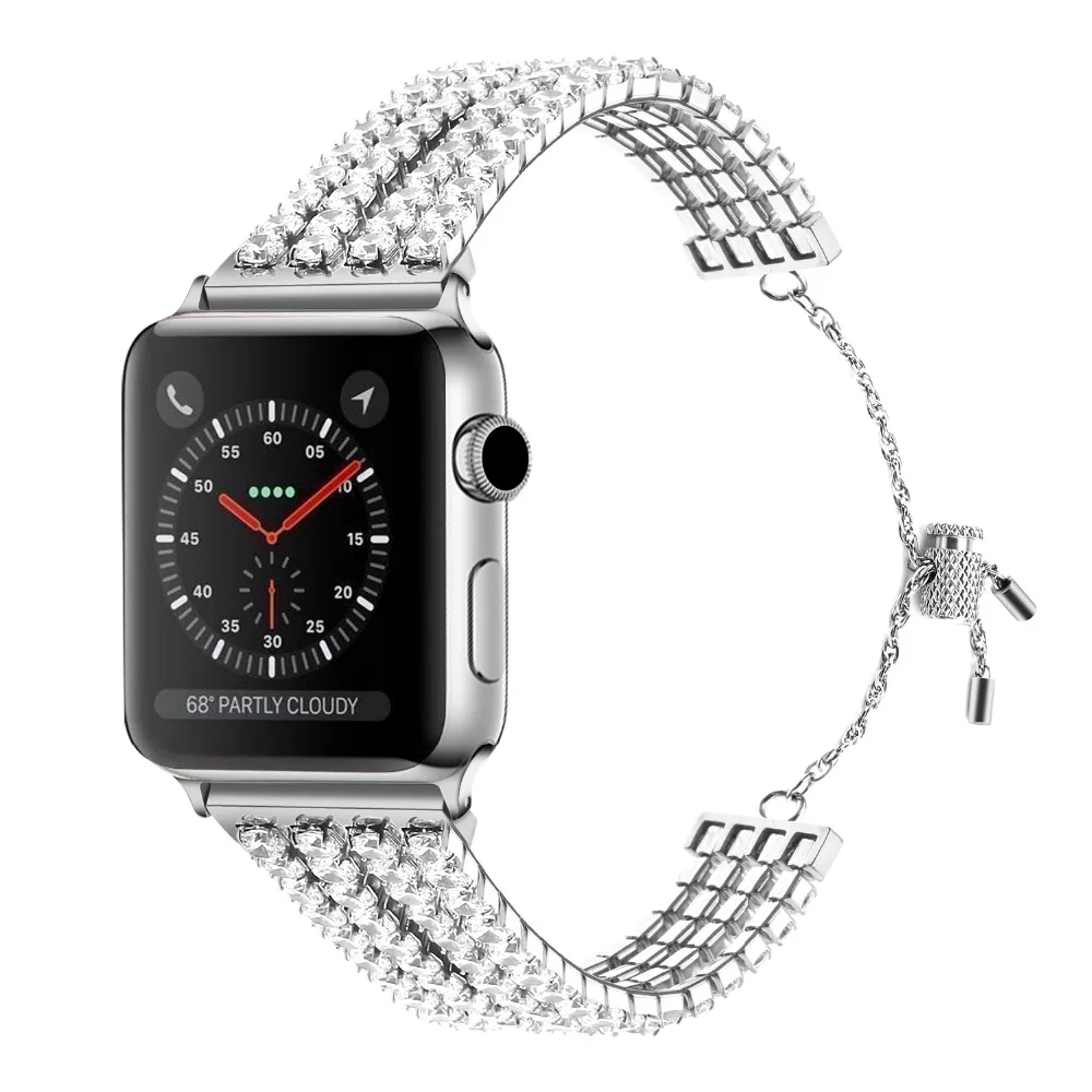 Роскошный женский ювелирный браслет для Apple Watch, ремешок 38 мм, 40 мм, 42 мм, 44 мм, женские вечерние бриллиантовые часы, ремешок для Apple Series 1/2/3/4/5