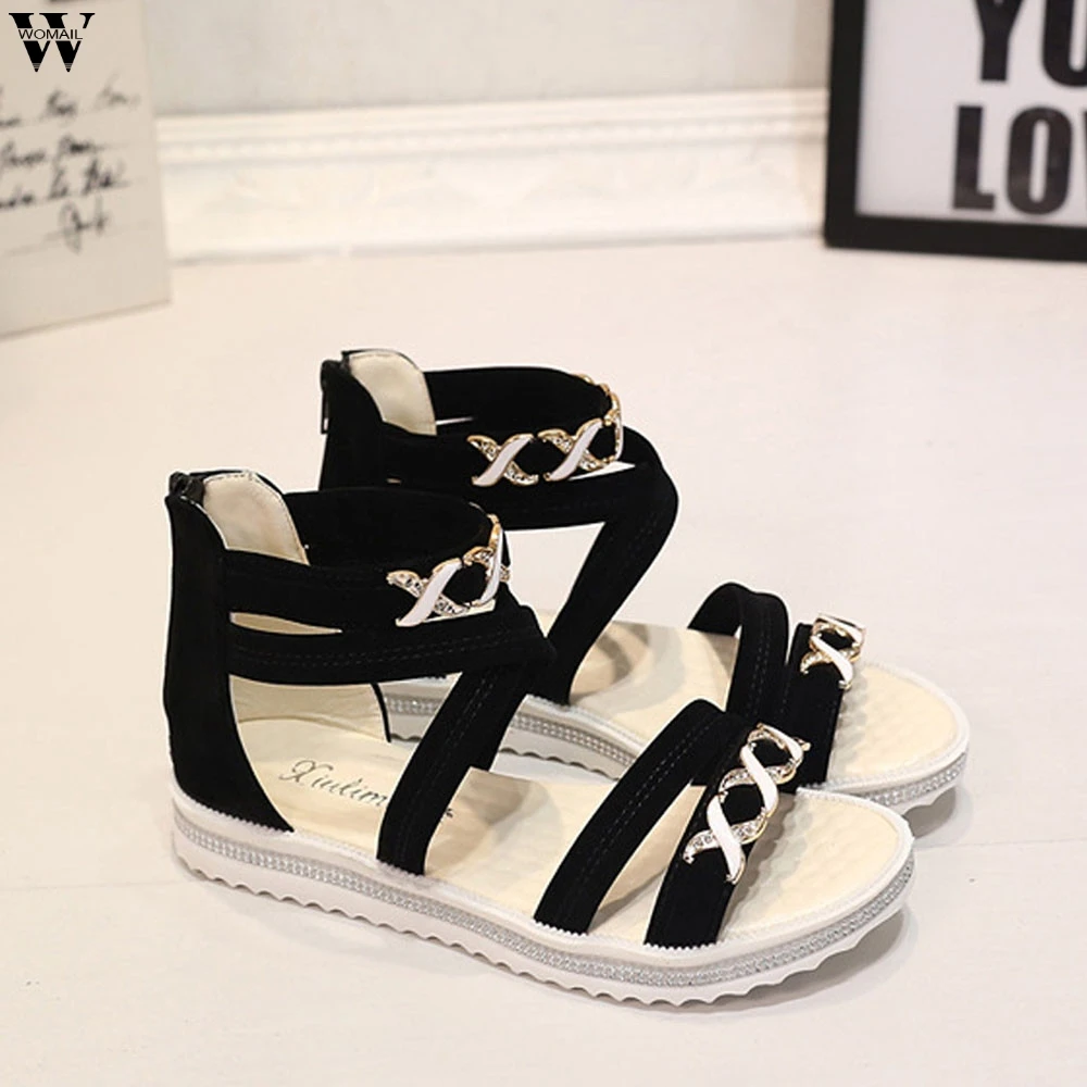 Женские сандалии на плоской подошве босоножки из натуральной кожи большой