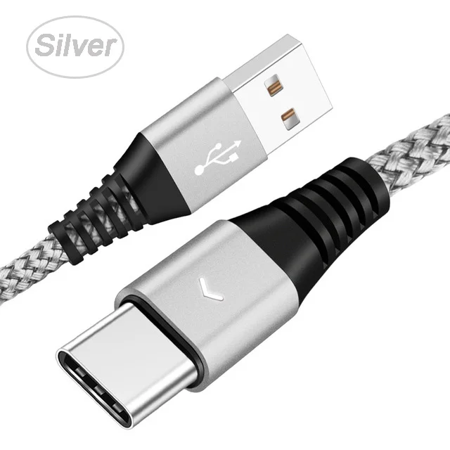 silver Usb type-C светодиодный usb-c кабель для быстрой зарядки Usbc для samsung A50 A40 A30 A20e Note 10 Plus Xiao mi Black Shark 2 mi 9 Pro Se mi 9 - Цвет: silver