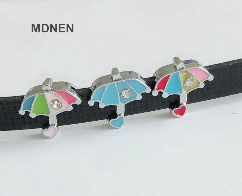 Free Shipping 20PCS 8MM Mixed Color Enamel Umbrella Slide Charms Letters Fit 8mm Wristbands Belts | Украшения и аксессуары