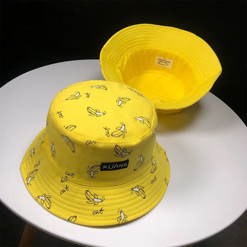 

Reversible Banana Bucket Hat Unisex Fashion Bob Caps Hip Hop Gorro Men Women Summer Caps Beach Sun shade Fishing Cap