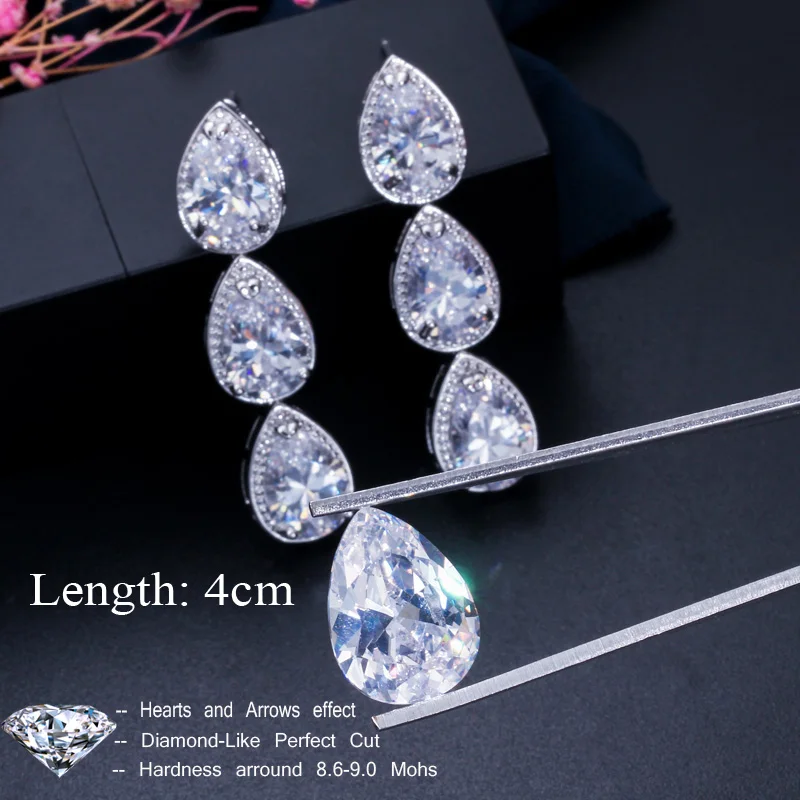 Женские серьги подвески с фианитами серебристого цвета|womens dangle earrings|dangle earringsfashion