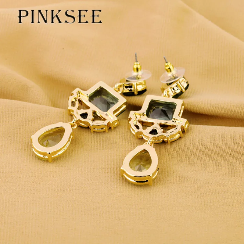 PINKSEE New RhinestoneTemperament Flower Earrings Long Lady Shiny Dangle Earring Jewelry Accessories | Украшения и аксессуары