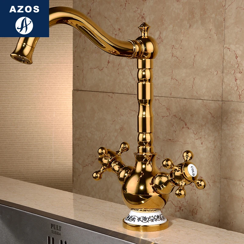 Azos Under Counter Basin Faucet Soft Brass Chrome Cold and Hot Switch Bathroom Bathing Shower Room Round MPDKF18 | Обустройство дома