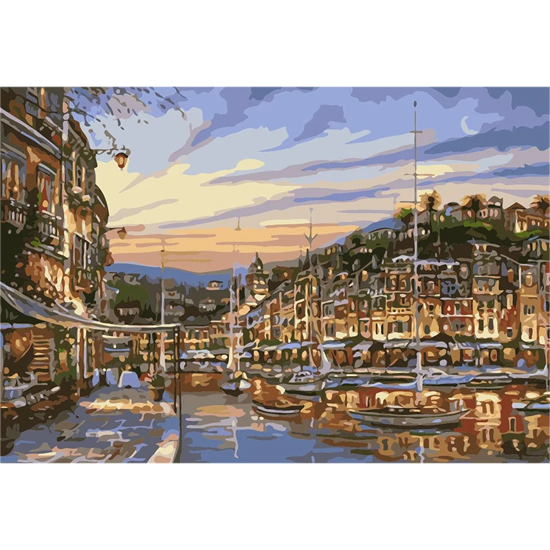City Night ViewDIY краска для раскрашивания по номерам инструменты рисования красивые