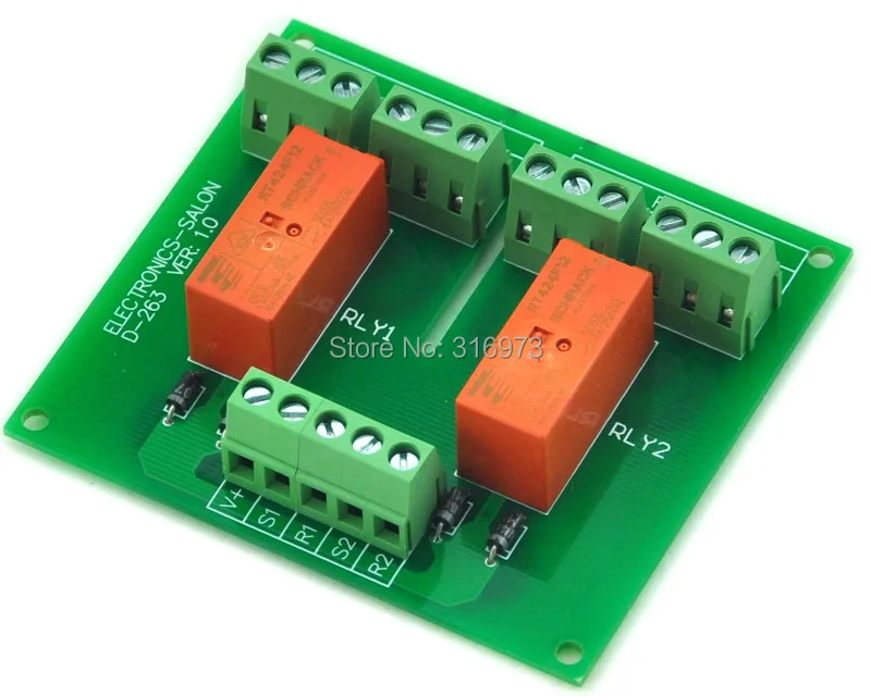 Пассивный бистируемый/фиксируемый 2 DPDT 8 Amp модуль реле мощности версия 12 В RT424F12|8