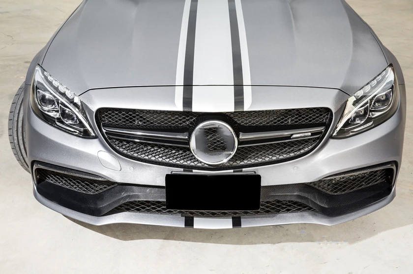 Передний бампер для губ+ Splitter наборы тела Mercedes Benz W205 C63 2 и 4 двери C63 углерода волокно спойлер стайлинга автомобилей