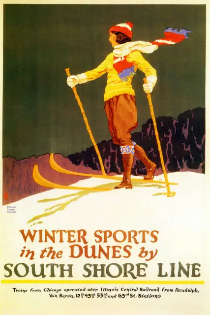 Винтажный постер для катания на лыжах занятий спортом путешествий классические
