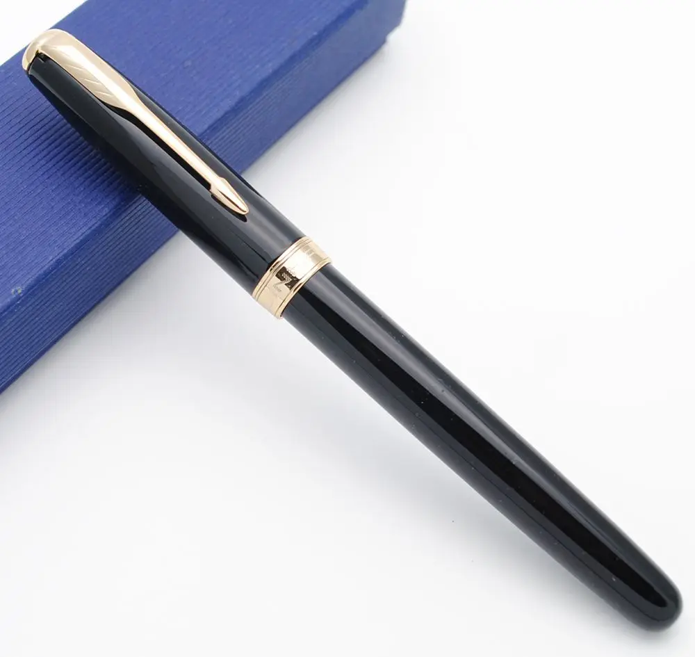 Black JINHAO 601a Ретро кольчуга авторучка F чернильная ручка NIB - Цвет: Black