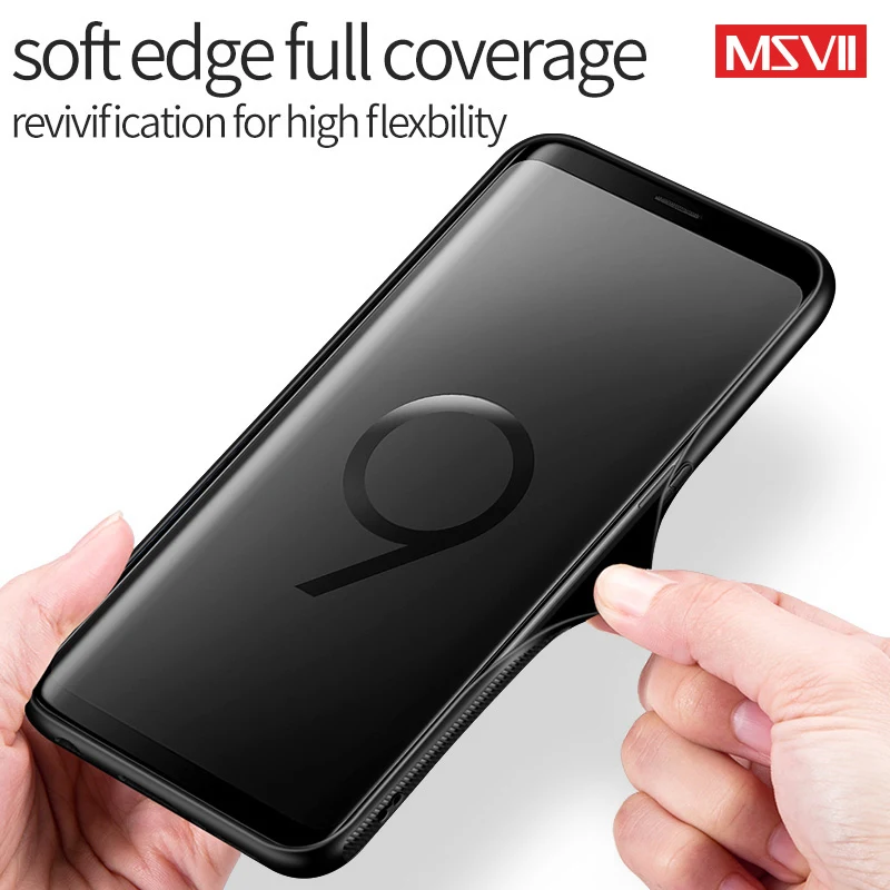 MSVII Cover For Samsung Galaxy S9 Case Slim Coque Plus Silicone Frame + Tempered Glass S 9 |