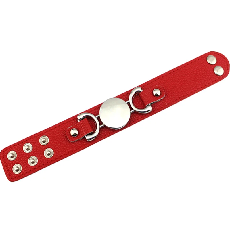 B1596 Silver Red Новинка, модный кожаный браслет с серебряным покрытием, Женские Подвески, пустой браслет с монограммой, Женские Ювелирные изделия, опт - Окраска металла: B1596 Silver Red