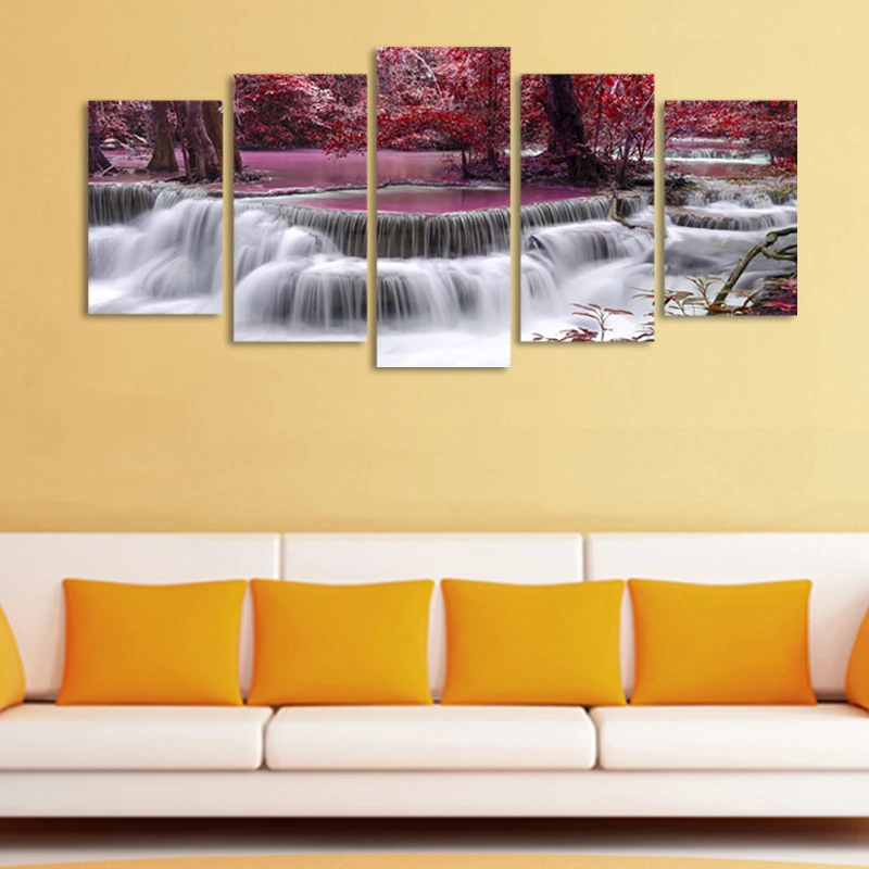 Картина водопад 5 самолет (без рамки) деревья холст живопись настенная украшение