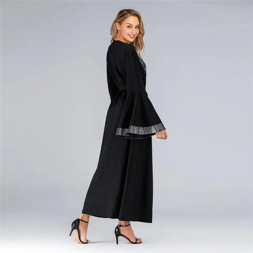 Luxurious Femme Kimono Kaftan Handstudded Robe Dubai Islam Muslim Hijab Dress Abayas Caftan Marocain Qatar Oman Turkey Clothing |