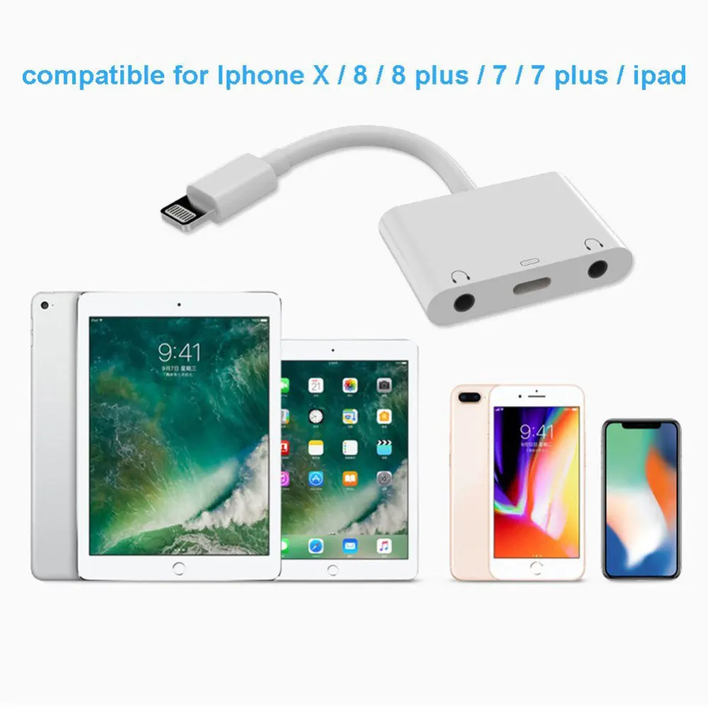 Allvcover для Lightning 3 5 мм разветвитель аудио Зарядное устройство адаптер iPhone 7/8/X