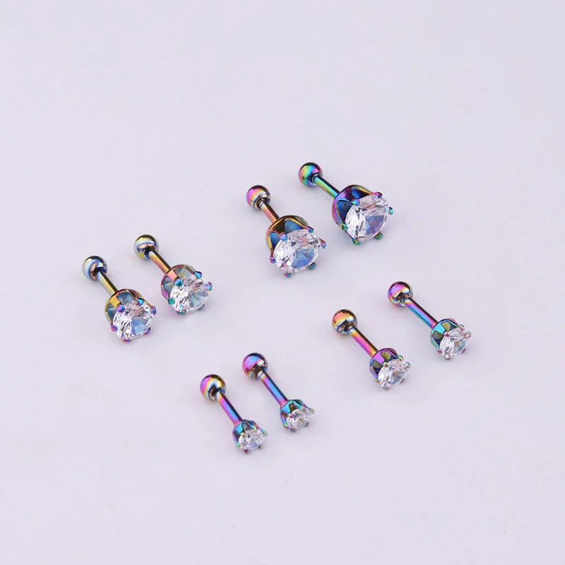 Sellsets 3/4/5/6mm круглые Cz козелка вперед спирали пирсинга хрящей серьги 316L Нержавеющая сталь ювелирные изделия пирсинг уха