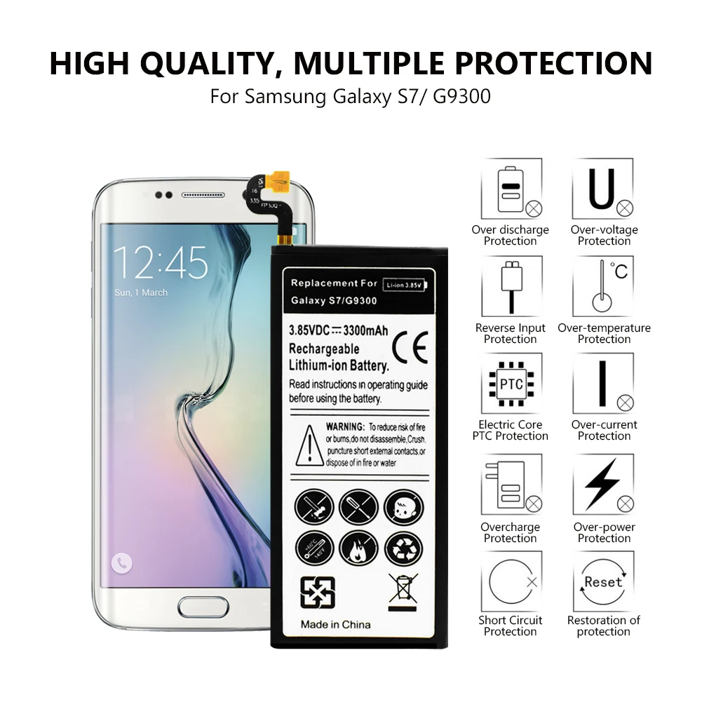 Универсальный литиевый аккумулятор 3 85 V 3300mAh для Samsung Galaxy S7 G930 G930F G9300 сменный