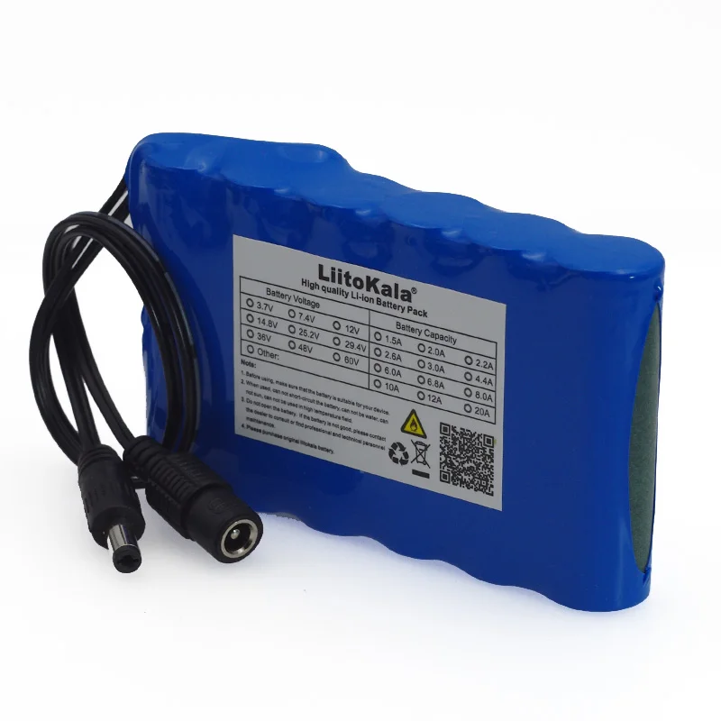 LIitoKala 12 V 6800 Mah портативный супер 18650 перезаряжаемый телефон емкость CCTV Cam Monitor DC 6 6.8A