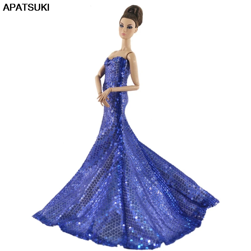 Вечернее платье с блестками Royalblue для куклы Барби модная одежда принцессы 1/6