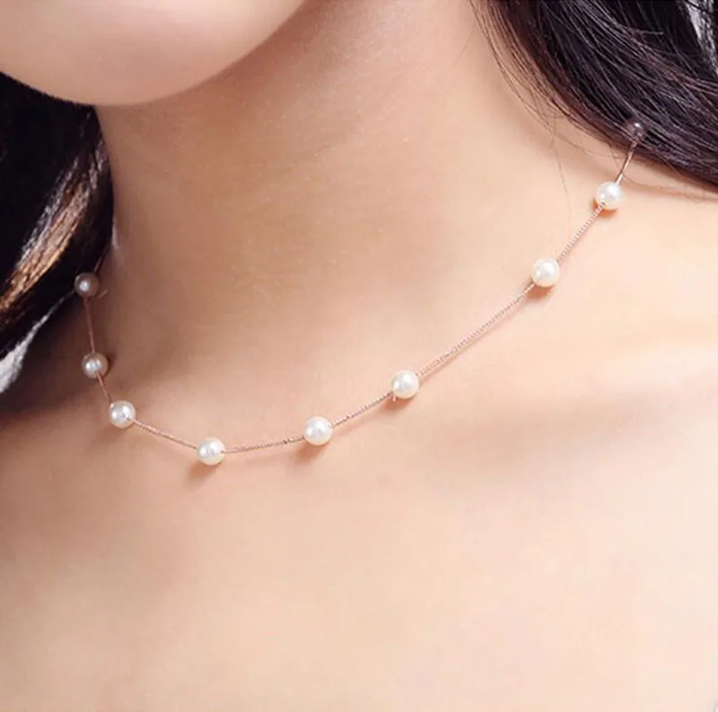 Women Jewellery 925 Silver Box Chain 6MM White Pearls Necklace Bridal Jewelry Female Wedding Gift Collares NZ170 | Украшения и