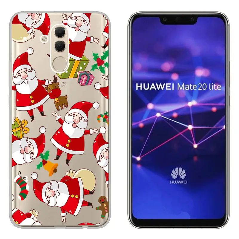 Christmas Festive Santa Reindeer Printed Soft TPU Case sFor Huawei P Smart Y5 2017 Y6 2018 Mate 20 Lite Honor 10 8X Clear Cover |