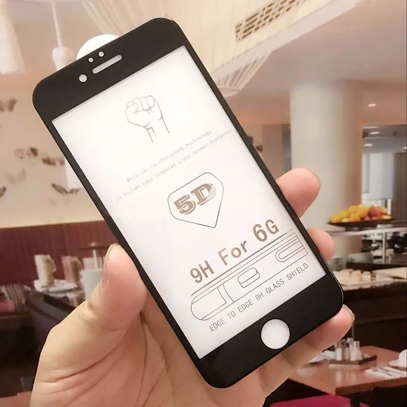 Защитное стекло для iPhone 6 6s 7 8 plus Plus закаленное 5D с полным покрытием|Защитные