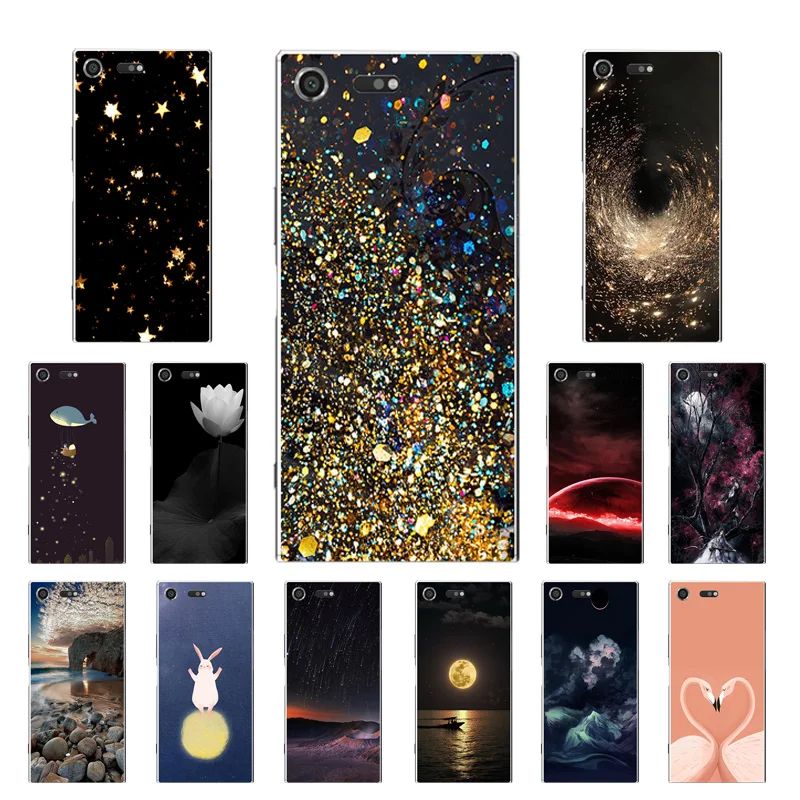 Новый чехол для Sony Xperia XZ Премиум мягкий ТПУ Золотой принт Premium G8141 G8142 задняя