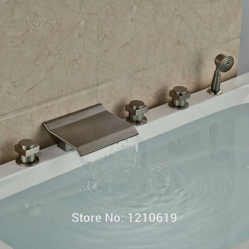 Новый европейский стиль душевая Ванна Смеситель кран ручной душ никель Матовый