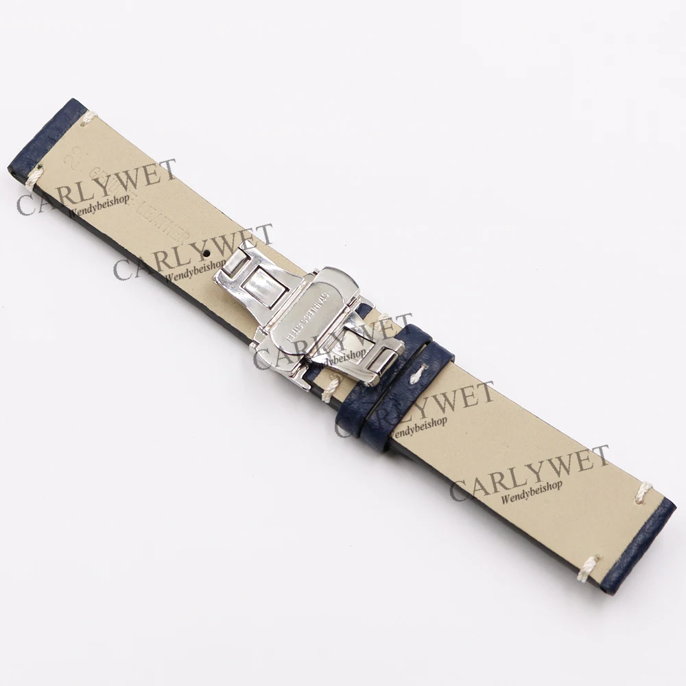 CARLYWET 20 22 24mm Leather Brown Black Red Blue VINTAGE Replacement Wrist Watch Band Strap Belt with Clasp for Brand Watch