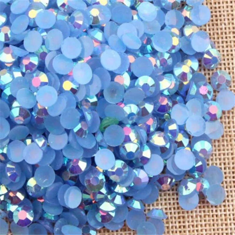 2 мм 3 4 5 6 Bling Lt Blue Jelly AB цветные стразы из смолы ручная работа плоская задняя часть