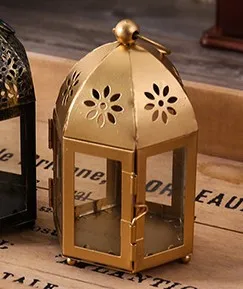 B Golden Подсвечник в ретро-марокканском стиле, металлический Железный подсвечник, подвесной фонарь, Свадебный декор, винтажные подсвечники, домашний декор - Цвет: B Golden