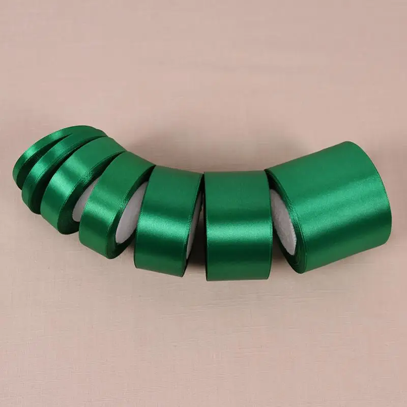 25 ярдов Зеленая Шелковая атласная лента Свадебный декор подарочная упаковка
