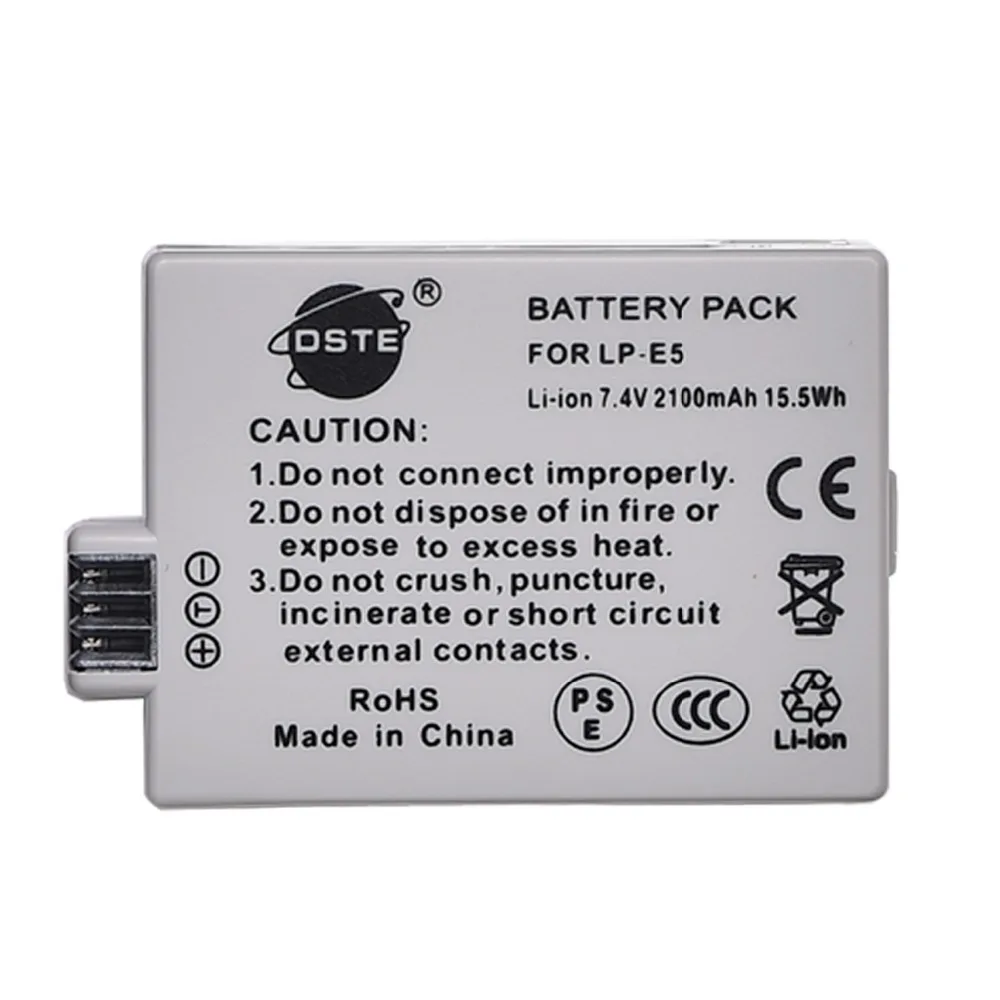 DSTE 3 шт. LP-E5 литий-ионная батарея+ UDC27 USB порт зарядное устройство для Canon 450D 500D 1000D Kiss Digital X2 X3 F Rebel XSi Xli XS