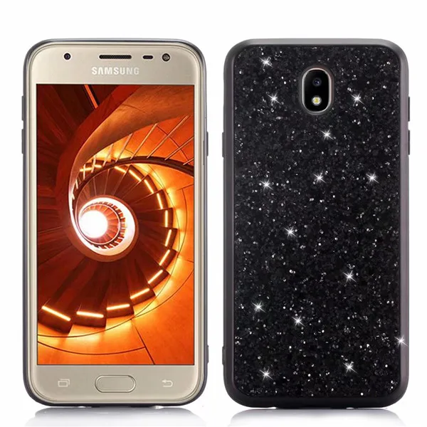 Европейская версия для samsung Galaxy J7 чехол с блестящими блестками Мягкий чехол для samsung Galaxy J7 J730 J3 Pro Чехол fundas - Цвет: black