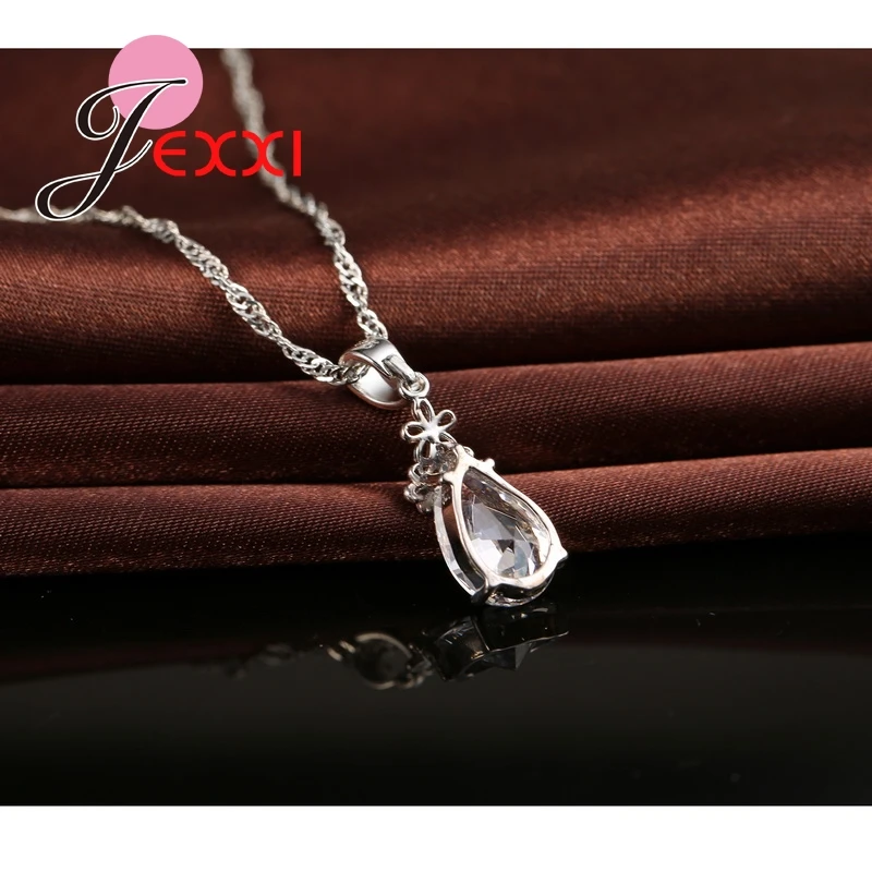 Женский комплект из колье и серёг серебра 925 пробы|engagement jewelry set|jewelry setsdrop sets |