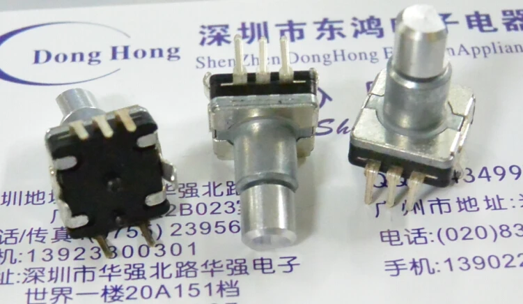 

2PCS/LOT High quality EC11 type encoder with switch 30, positioning number 15, pulse shaft length 14mm, with fixed column
