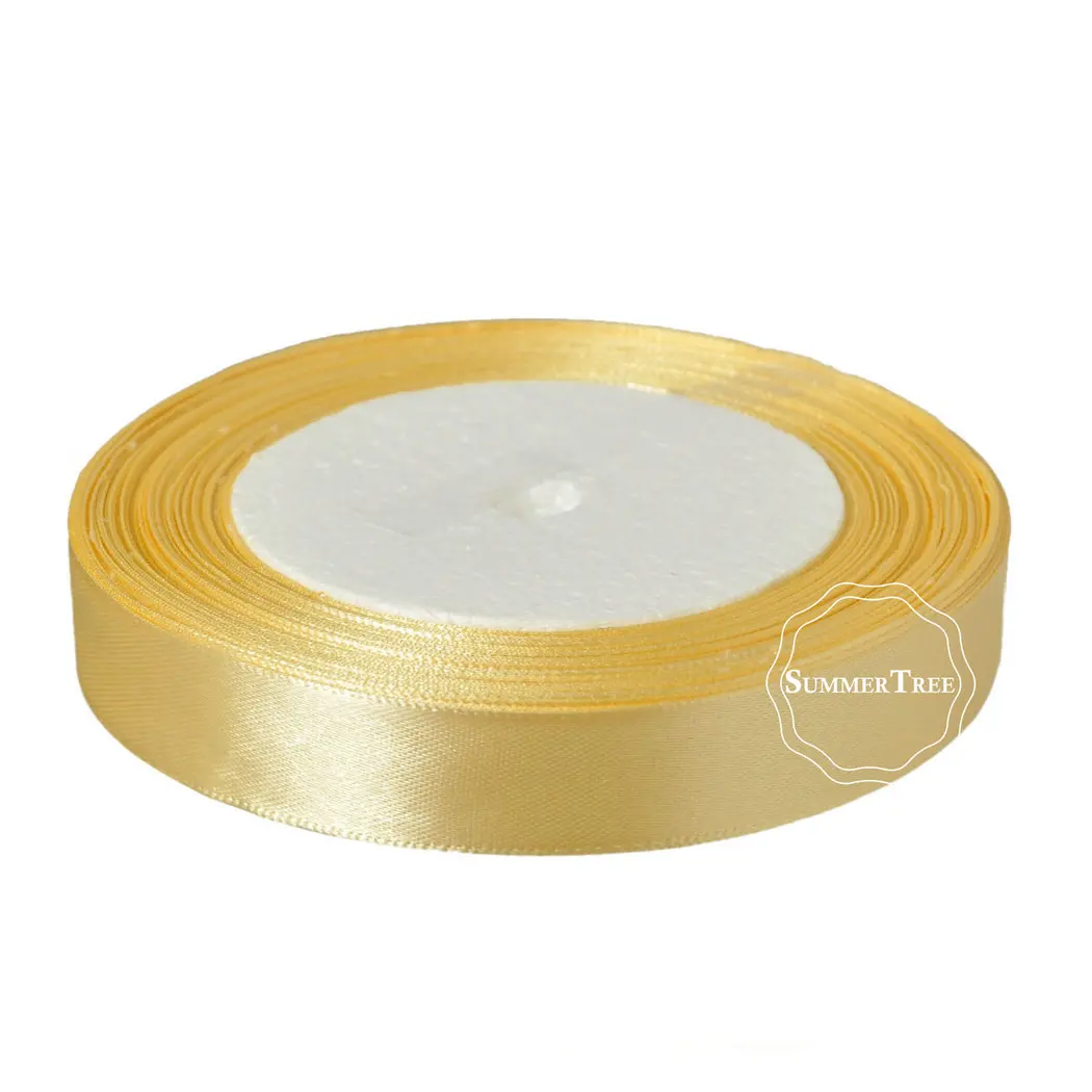 Champaign Gold 25 метров 5/8 inch 15 мм атласной лентой створки подарок лук DIY Craft Свадебная вечеринка принадлежности ручной события Юбилей банкетный украшения - Цвет: Champaign Gold