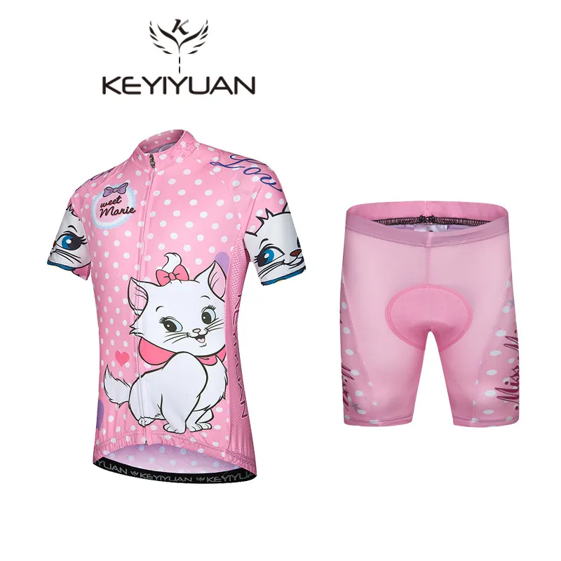 

2017 Children Cute Cat Bike Cycling Jersey Short Sleeve Summer Girls Cycling Clothing Ropa Ciclismo Kids Road Bicycle Sportswear