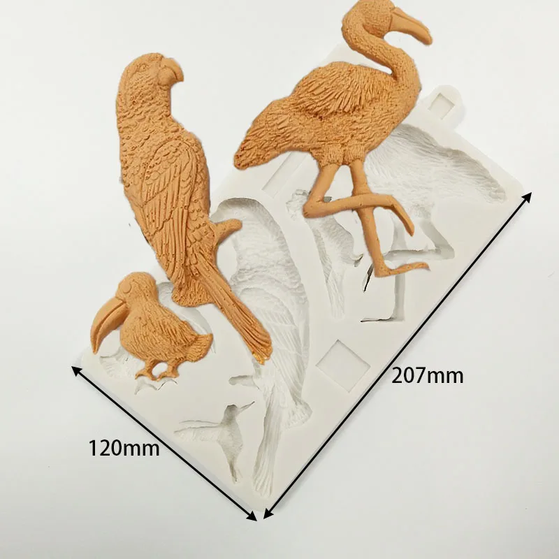 LY-0019-Parrot птица силиконовая форма в виде животного на свадьбу и день рождения fondant