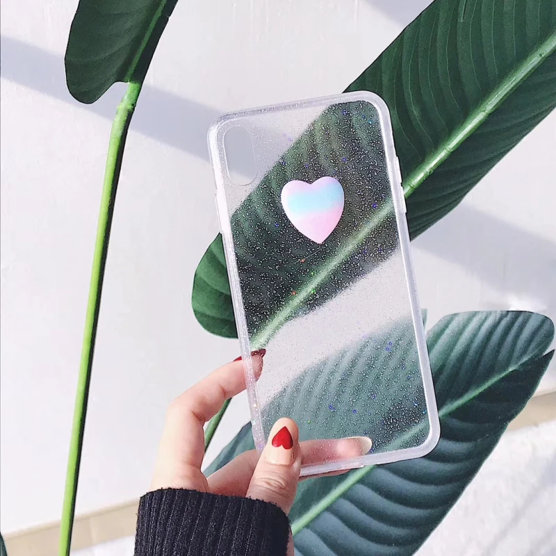 GlamPhoneCase простой трехмерный любовь чехол для iPhone X XS Max XR Мягкий силиконовый 7 8 6 6s Plus