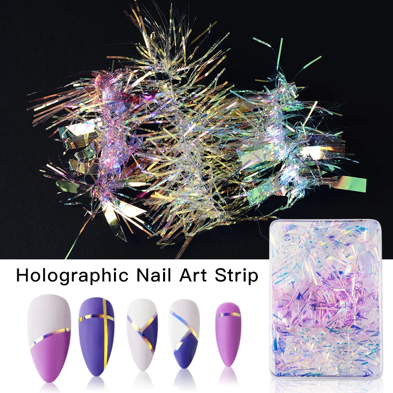 3D дизайн ногтей украшение голографическая стрипинг лента для арт полоски шелк с