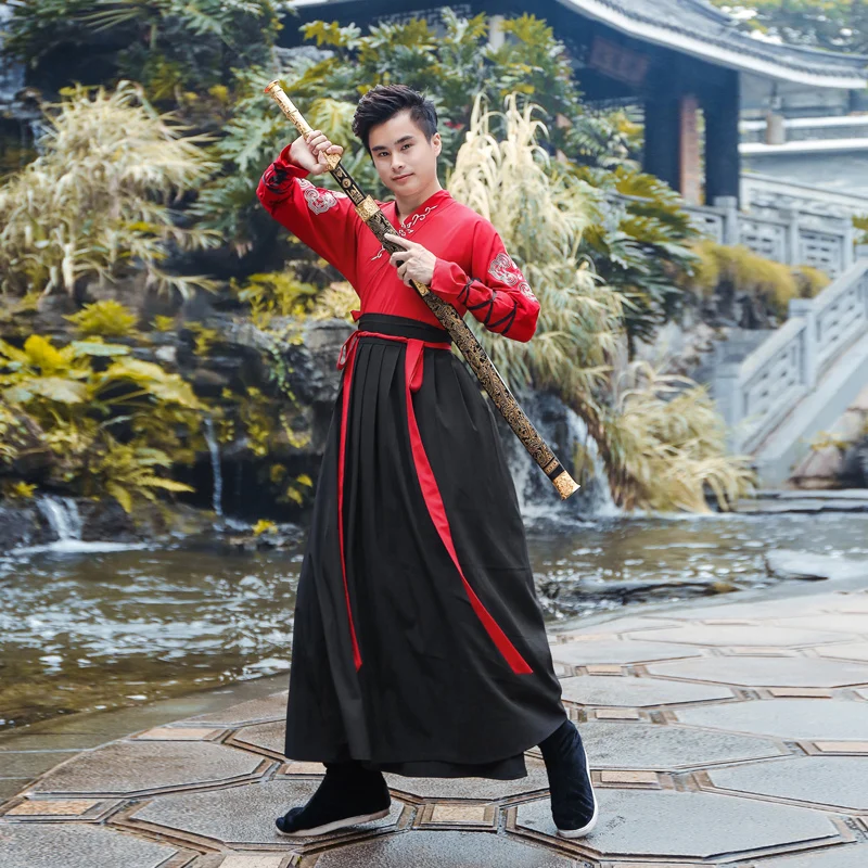 Древний наряд Hanfu, женское классическое танцевальное платье, сценическое платье феи принцессы, юбки с длинным рукавом, мужской костюм с вышивкой в стиле Тан