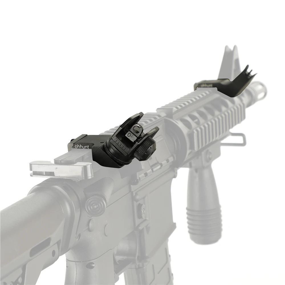 ohhunt Front and Rear 45 Degree Offset Hunting Tactical Rapid Transition BUIS Backup Iron Sight Set Free Shipping | Спорт и