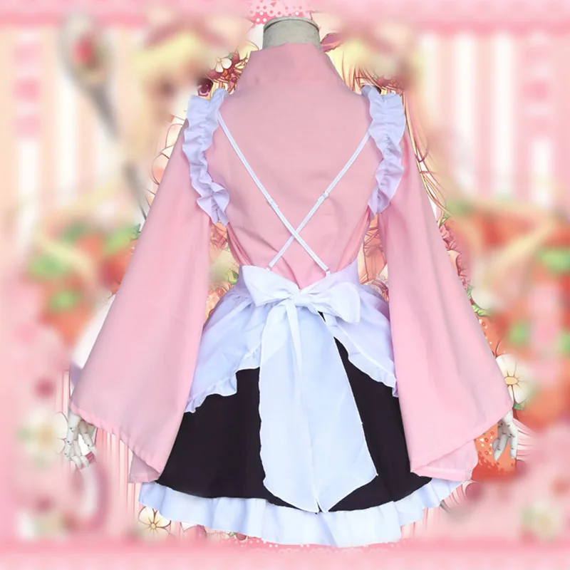 

Zhomecos Anime Cardcaptor Kinomoto Sakura Cosplay Costume Strawberry Long Sleeve Maid Costume Yukata Short Japanese Kimono