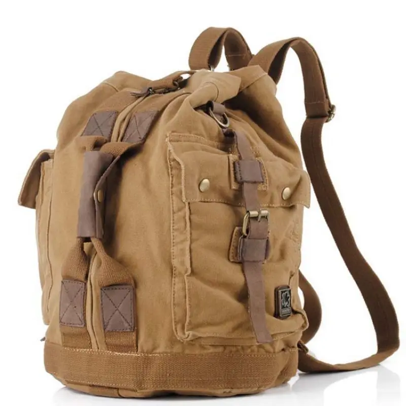 Мужская и женская винтажная холщовая кожаная Хлопковая сумка рюкзак